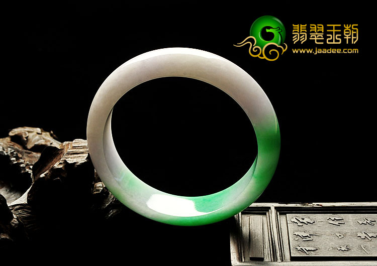 糯冰种春带彩缅甸翡翠A货手镯（59.4mm）