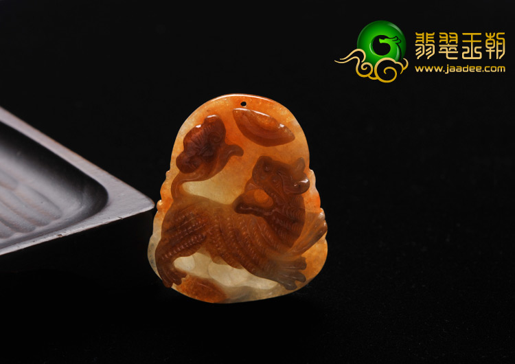 糯冰种红黄翡缅甸翡翠A货虎牌挂件