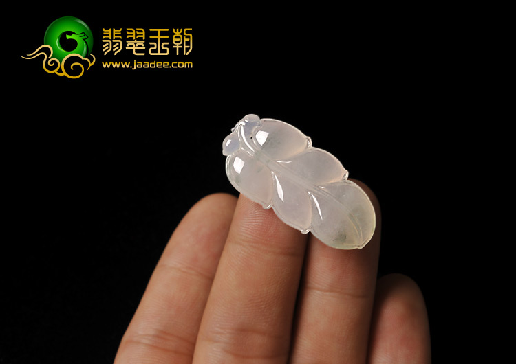 糯冰种略飘花缅甸翡翠A货叶子挂件