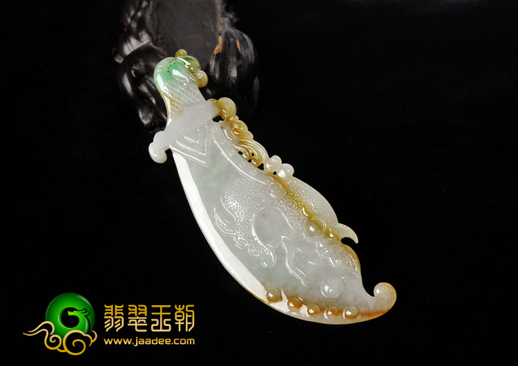 糯冰种三彩缅甸翡翠A货开天辟地挂件