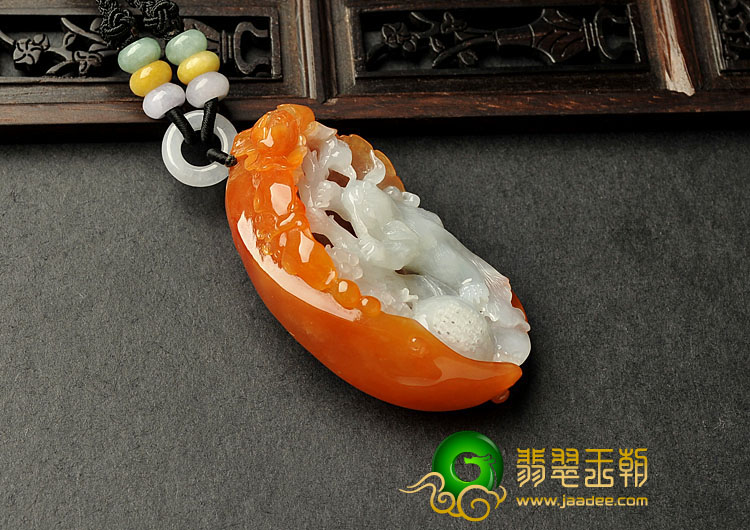 糯冰种红黄翡缅甸翡翠A货猫蝶富贵挂件