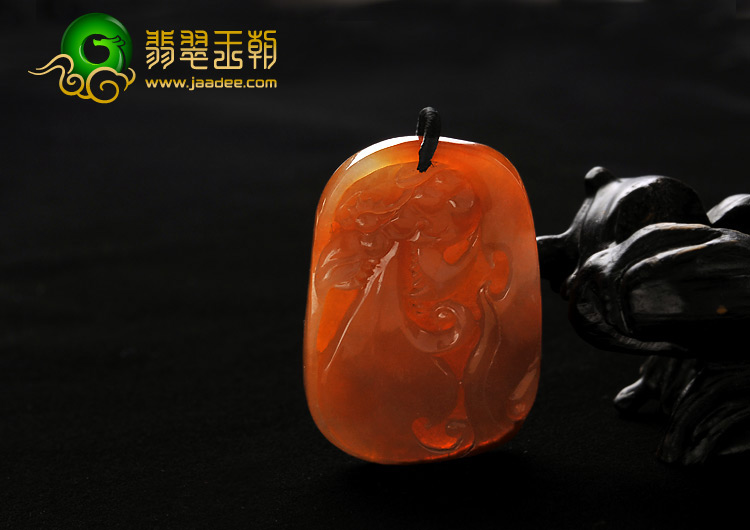 糯冰种褐红翡缅甸翡翠A货龙头挂件