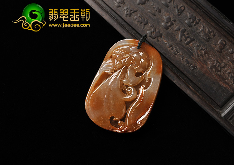 糯冰种褐红翡缅甸翡翠A货龙头挂件