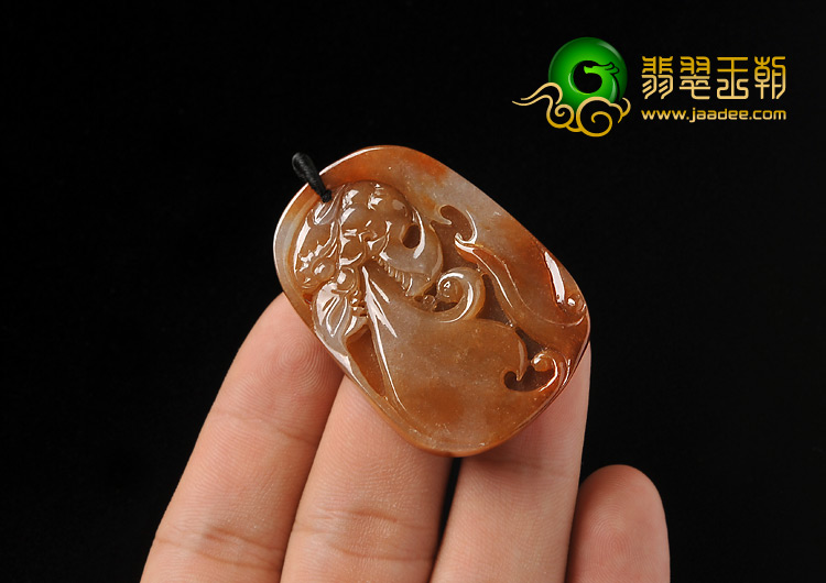 糯冰种褐红翡缅甸翡翠A货龙头挂件