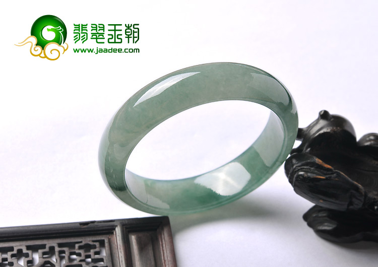 冰种蓝晴水飘花缅甸翡翠A货手镯（57.3mm）