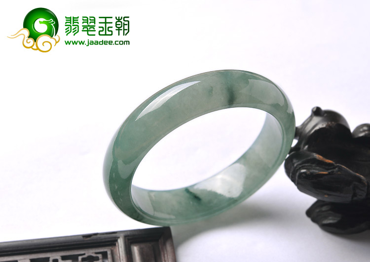 冰种蓝晴水飘花缅甸翡翠A货手镯（57.3mm）