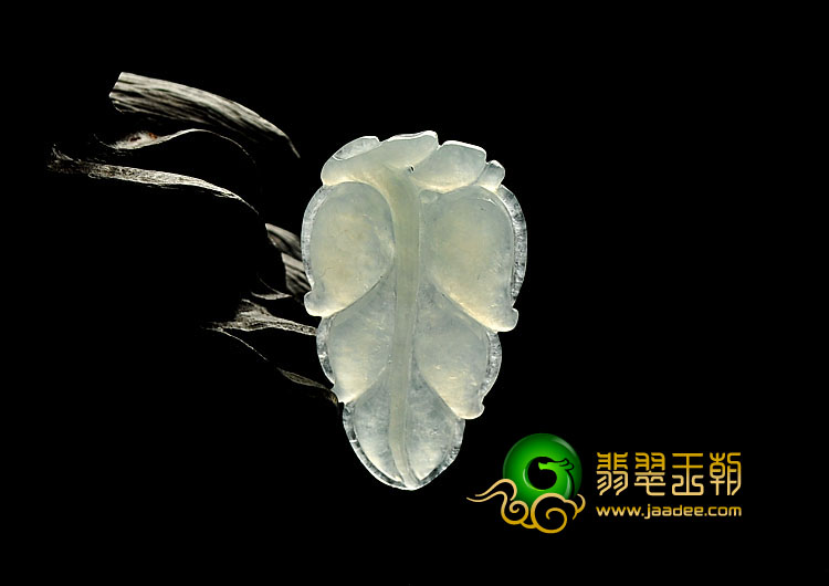 冰种晴水春带彩缅甸翡翠A货叶子挂件
