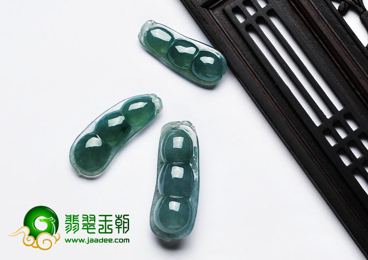 冰种蓝晴水缅甸翡翠A货四季豆挂件（一批走）