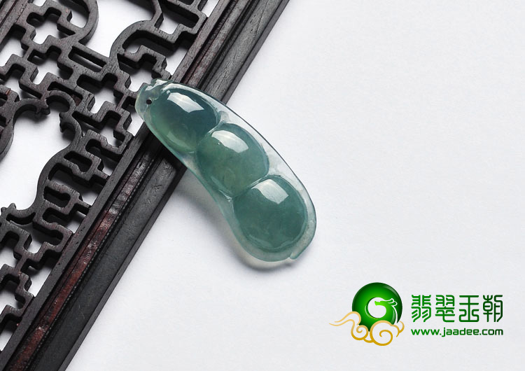 冰种蓝晴水缅甸翡翠A货四季豆挂件（一批走）