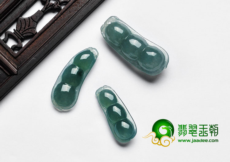 冰种蓝晴水缅甸翡翠A货四季豆挂件（一批走）