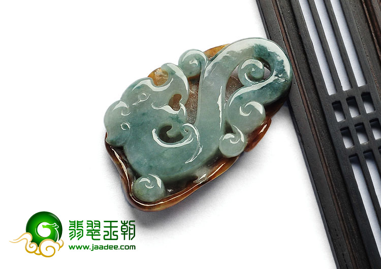 糯冰种晴水褐黄翡缅甸翡翠A货仿古龙挂件
