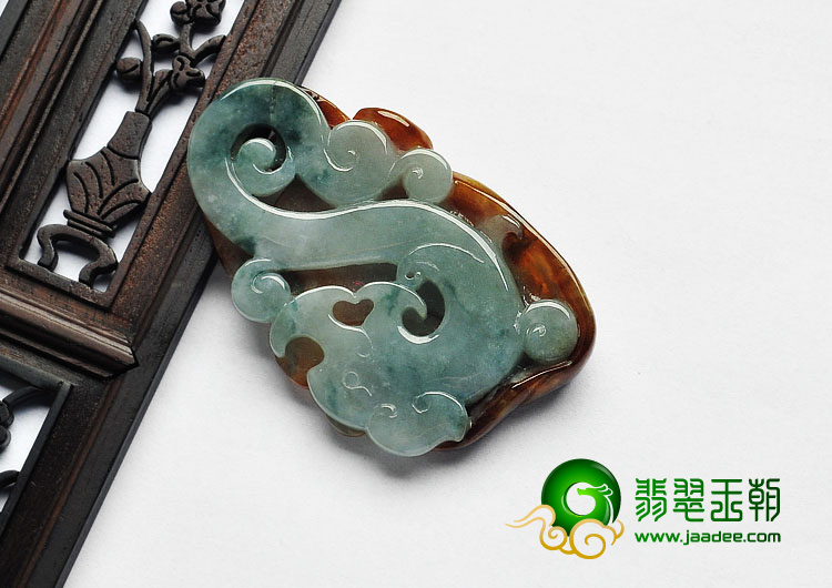 糯冰种晴水褐黄翡缅甸翡翠A货仿古龙挂件