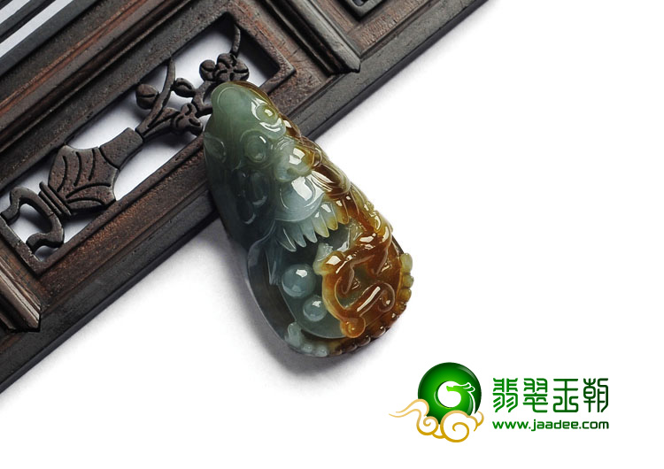 糯冰种褐黄翡缅甸翡翠A货望子成龙挂件