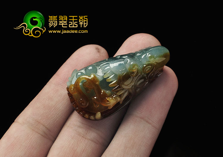 糯冰种褐黄翡缅甸翡翠A货望子成龙挂件