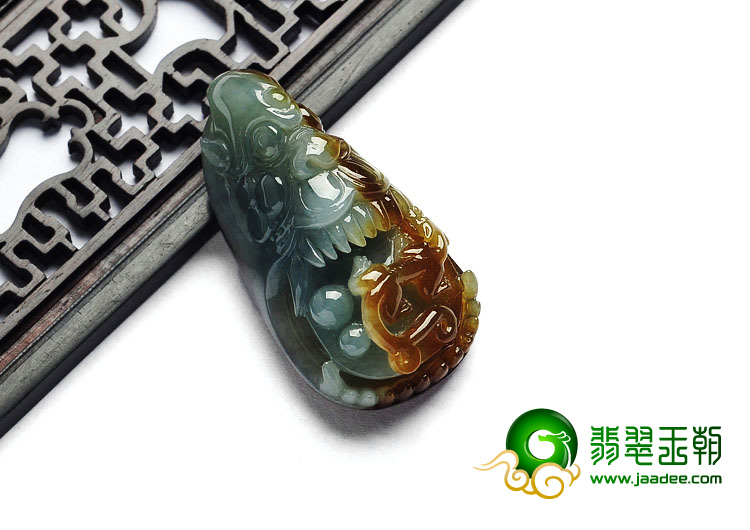 糯冰种褐黄翡缅甸翡翠A货望子成龙挂件
