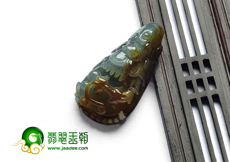 糯冰种褐黄翡缅甸翡翠A货望子成龙挂件