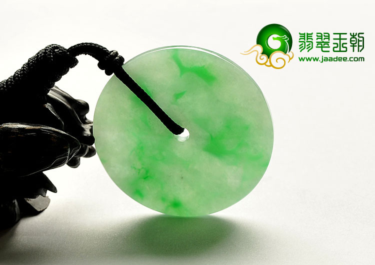 糯冰种飘翠缅甸翡翠A货平安扣挂件
