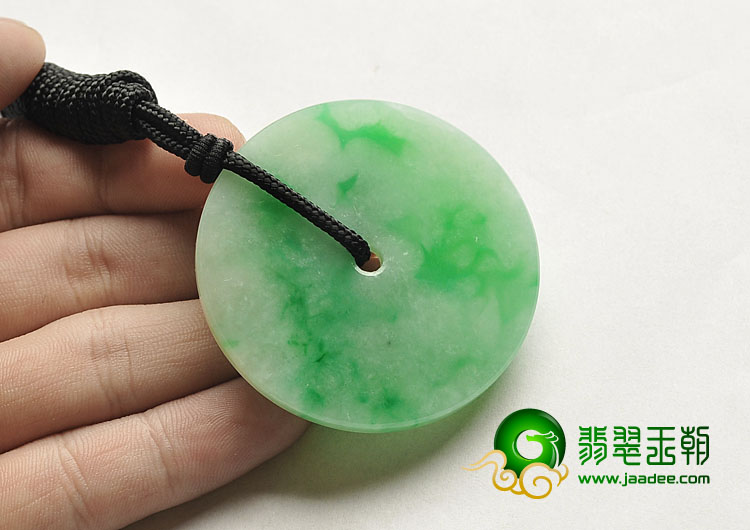 糯冰种飘翠缅甸翡翠A货平安扣挂件
