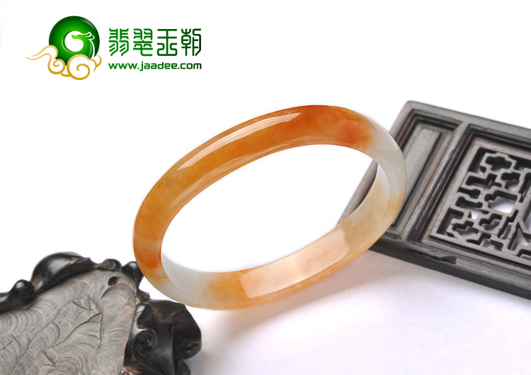 糯冰种红黄翡缅甸翡翠A货贵妃镯（55.7mm-44.3mm）