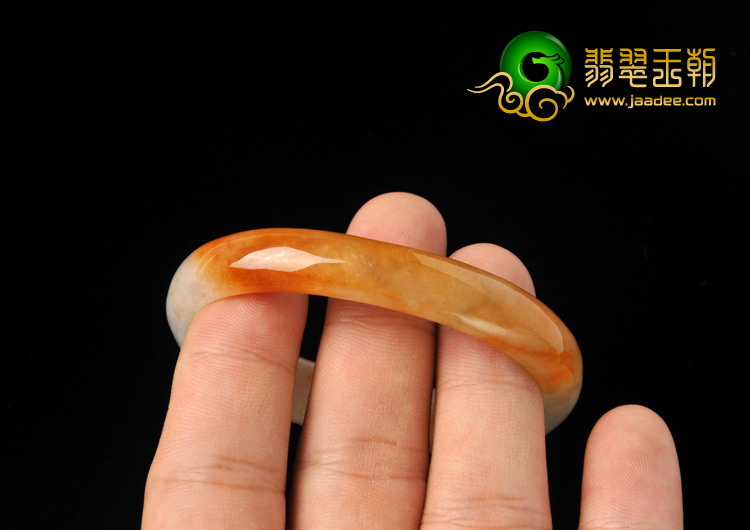 糯冰种红黄翡缅甸翡翠A货贵妃镯（55.7mm-44.3mm）