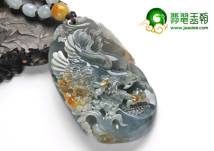冰种晴水黄翡缅甸翡翠A货大展宏途大挂件/手玩件