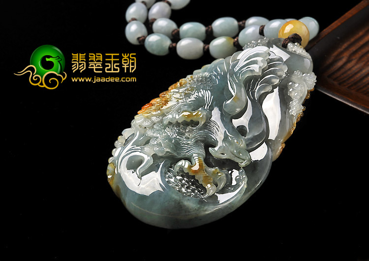 冰种晴水黄翡缅甸翡翠A货大展宏途大挂件/手玩件