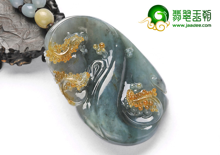 冰种晴水黄翡缅甸翡翠A货大展宏途大挂件/手玩件