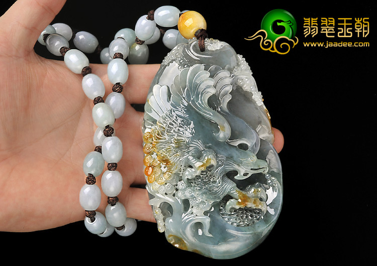 冰种晴水黄翡缅甸翡翠A货大展宏途大挂件/手玩件
