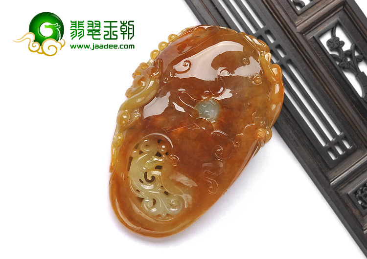 糯冰种红黄翡缅甸翡翠A货龙行天下手玩件