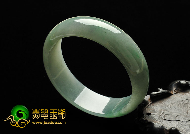 糯冰种晴水略飘翠缅甸翡翠A货手镯（59.4mm）
