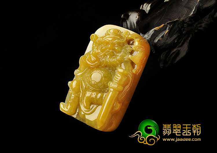 糯冰种黄翡缅甸翡翠A货钟馗挂件