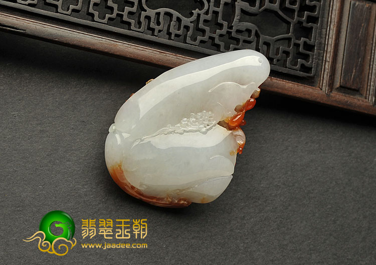 糯冰种红翡缅甸翡翠A货花开富贵挂件