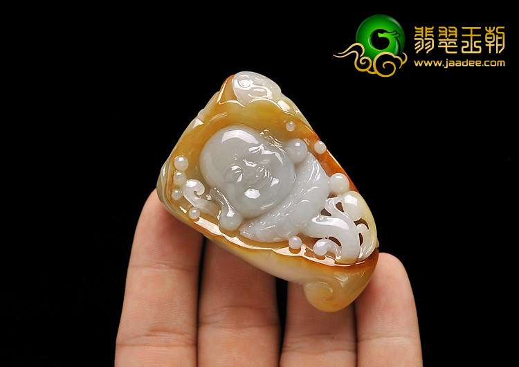 糯冰种黄翡缅甸翡翠A货玉佛挂件