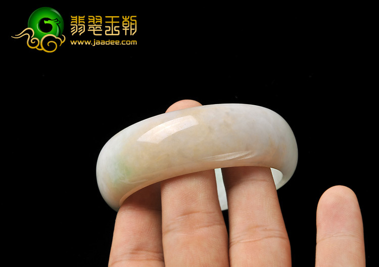 糯冰种淡三彩缅甸翡翠A货手镯（56.2mm）