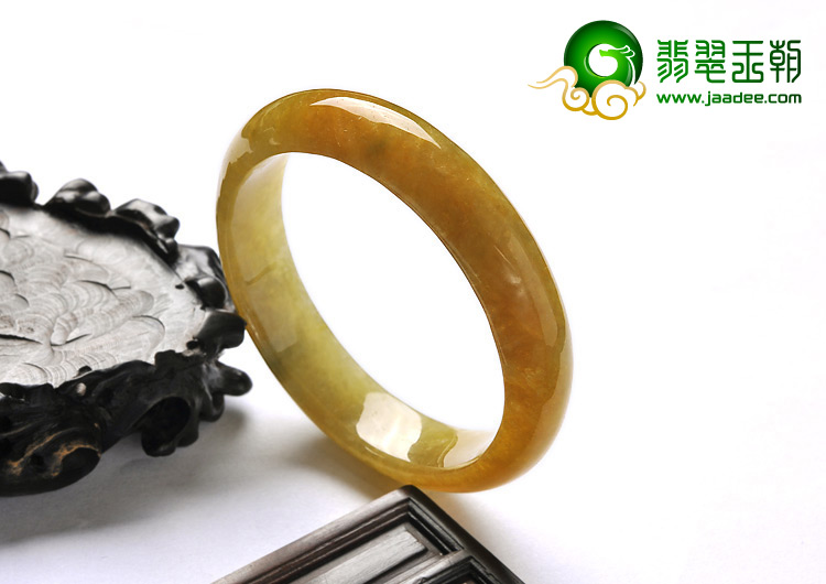 糯冰种黄翡缅甸翡翠A货手镯（56mm）