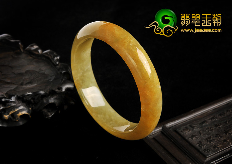 糯冰种黄翡缅甸翡翠A货手镯（56mm）