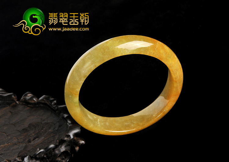 糯冰种黄翡缅甸翡翠A货手镯（56mm）