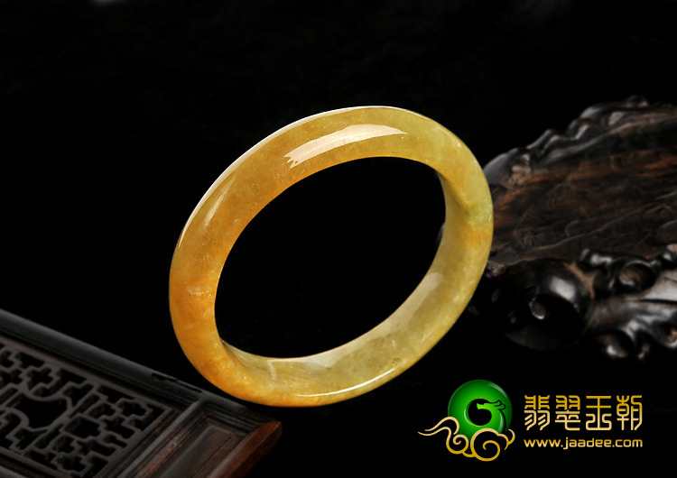 糯冰种黄翡缅甸翡翠A货手镯（56mm）