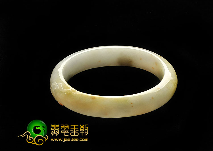 细糯种淡黄翡缅甸翡翠A货贵妃镯（55mm-47.5mm）