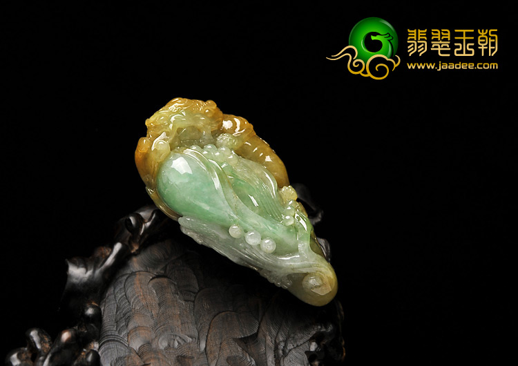 糯冰种黄加绿缅甸翡翠A货貔貅挂件