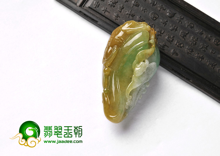 糯冰种黄加绿缅甸翡翠A货貔貅挂件