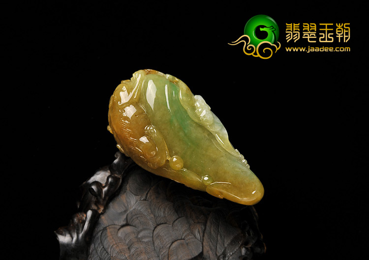 糯冰种黄加绿缅甸翡翠A货貔貅挂件