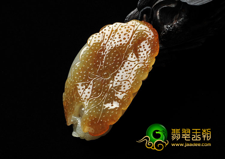 糯冰种褐黄翡缅甸翡翠A货螭龙如意挂件