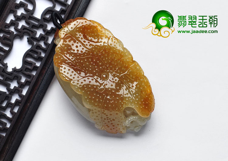 糯冰种褐黄翡缅甸翡翠A货螭龙如意挂件