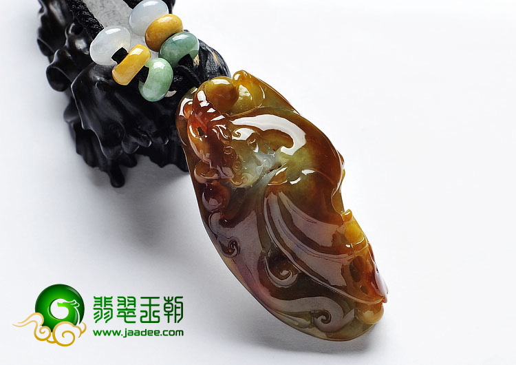 糯冰种褐黄翡缅甸翡翠A货蝙蝠挂件