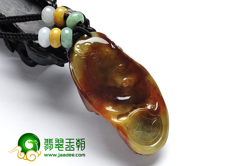糯冰种褐黄翡缅甸翡翠A货蝙蝠挂件