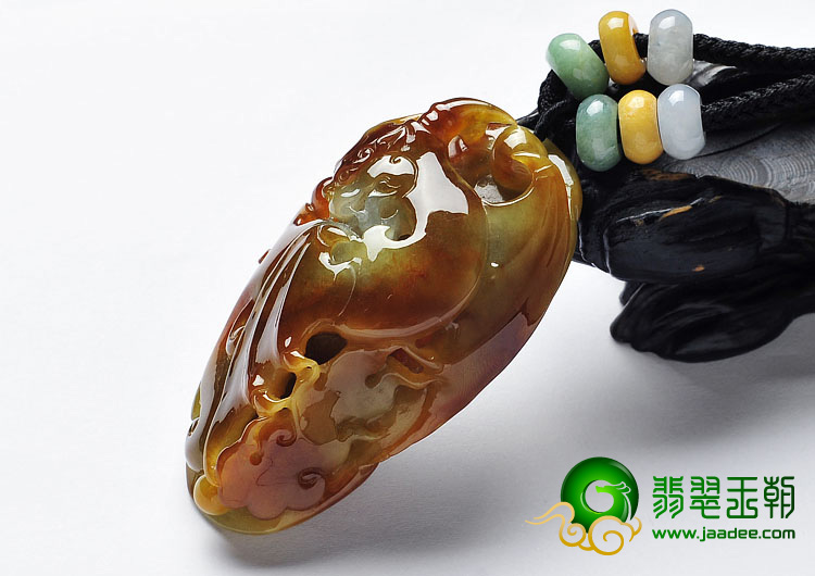 糯冰种褐黄翡缅甸翡翠A货蝙蝠挂件