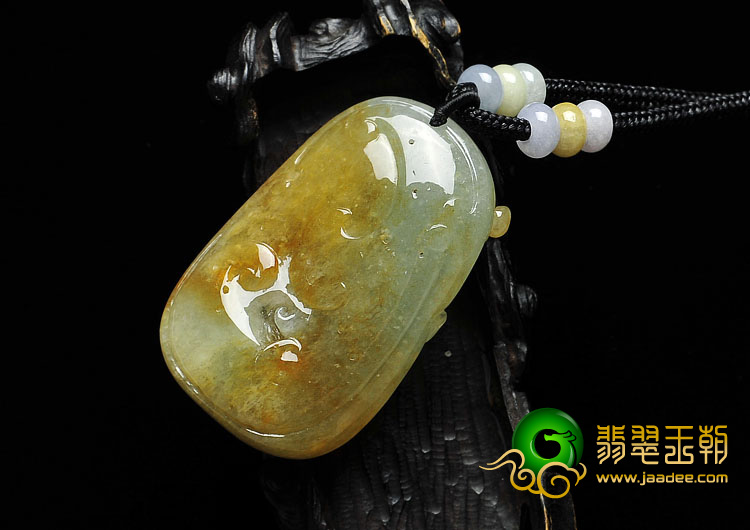 冰种黄翡缅甸翡翠A货飞龙挂件