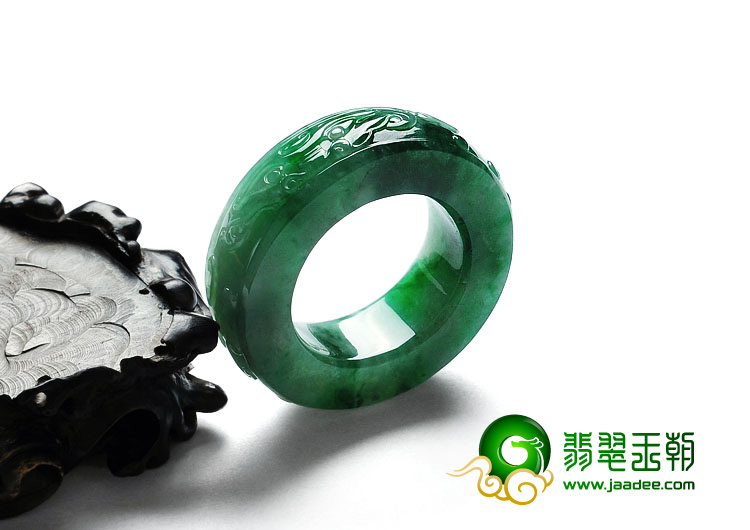 糯冰种翠色缅甸翡翠A货龙凤平安圈挂件