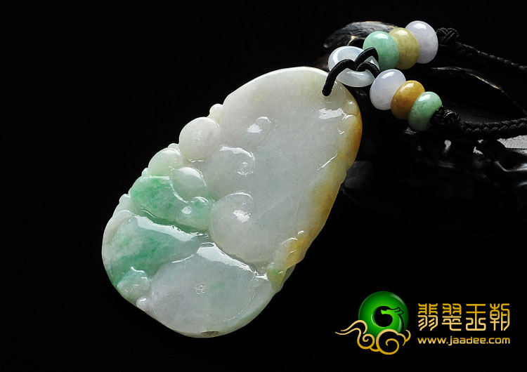 糯冰种黄加绿缅甸翡翠A货龙行如意挂件